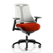 Flex Task White Back Office Chair With Tabasco Red Seat