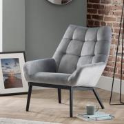 Landry Velvet Lounge Chaise Chair In Grey