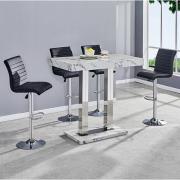 Caprice Diva Marble Effect Gloss Bar Table 4 Ripple Black Stools