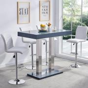 Caprice Grey High Gloss Bar Table 4 Ripple White Stools