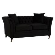 Dartford Upholstered Velvet 2 Seater Sofa In Onyx Black