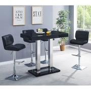 Caprice Black High Gloss Bar Table 4 Candid Black Stools