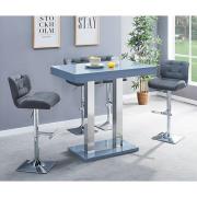 Caprice Grey High Gloss Bar Table 4 Candid Grey Stools