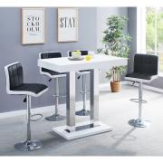 Caprice White High Gloss Bar Table 4 Copez Black White Stools