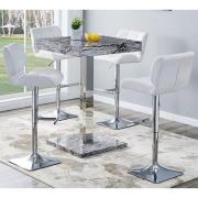 Topaz Melange Marble Effect Bar Table 4 Candid White Stools