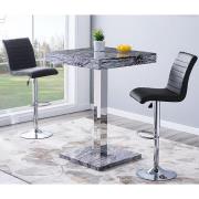 Topaz Melange Marble Effect Bar Table 2 Ripple Black Stools