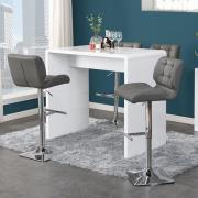 Glacier White High Gloss Bar Table 4 Candid Grey Stools