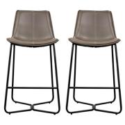 Holland Ember Leather Bar Chairs With Metal Base In Pair