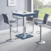 Topaz Glass White Grey Bar Table 4 Ritz Grey White Stools