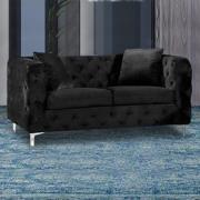 Mills Malta Plush Velour Fabric 2 Seater Sofa In Cosmic