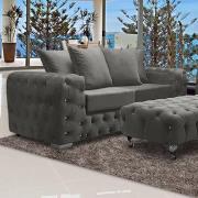 Worley Malta Plush Velour Fabirc 3 Seater Sofa In Putty