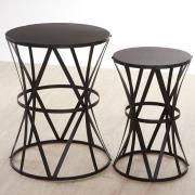 Avanto Black Metal Set Of 2 Side Tables With Cross Design Frame