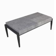 Nevis Coffee Table In Light Dark Concrete With Metal Legs