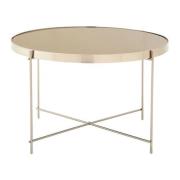 Alluras Large Grey Glass Side Table With Silver Frame