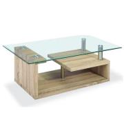 Baylee Clear Glass Coffee Table With Natural Base