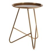 Cordue Round Metal Side Table In Brass