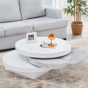 Triplo Round Rotating Coffee Table With Magnesia Marble Effect