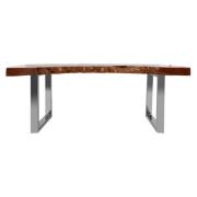 Praecipua Wooden Coffee Table With Silver Steel Base In Brown