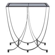 Ruchbah Black Glass Top Side Table With Curved Metal Base