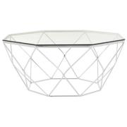 Alluras Coffee Table In Chrome With Tempered Glass Top