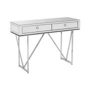 Mpingo Wooden Console Table In Silver With 2 Drawers