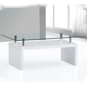 Harita Clear Glass Top Coffee Table With White High Gloss Base