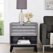 Vega Wooden Accent Side Table In Grey Oak