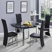 Paris Extending Black Glass Dining Table 4 Ravenna Black Chairs