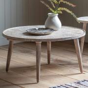 Andalusia Round Mango Wood Coffee Table In Natural And White