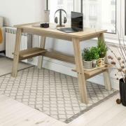 Bayfield Wooden Laptop Desk With 2 Shelves In Sonoma Oak