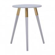 Nusakan Wooden Side Table In Light Grey And Gold