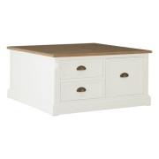 Hardtik Wooden Coffee Table With 3 Drawers In Natural And White