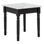 Henova White Marble Side Table With Black Wooden Frame