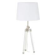 Haloca White Fabric Shade Table Lamp With Nickel Tripod Base