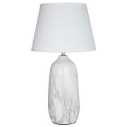 Welmon White Fabric Shade Table Lamp With Grey Ceramic Base