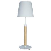 Whitly White Fabric Shade Table Lamp With Natural Wooden Base