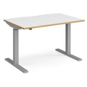 Elev 1200mm Electric Height Adjustable Desk In White Oak Silver