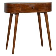 Logan Wooden Circular Console Table In Chestnut With 1 Drawer