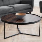 Lamis Wooden Coffee Table In Walnut With Black Metal Base