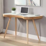 Sacramento Super White Glass Top Laptop Desk In Oak