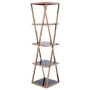 Orion Black Glass 5 Tier Shelving Unit With Rose Gold Frame