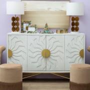 Nekkar Wooden Sideboard In Whitewash And Antique Brass