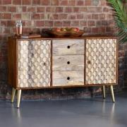 Nosid Wooden Sideboard In Dark Walnut With 2 Doors 3 Drawers