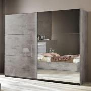 Abby Medium Grey Marble Effect Gloss Sliding Mirrored Wardrobe