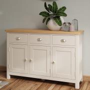 Rosemont Wooden 3 Doors 3 Drawers Sideboard In Dove Grey