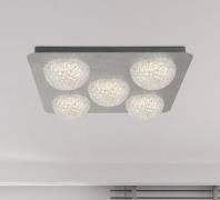 Celestia 5 LED Ceiling Light In Silver Leaf With Clear Acrylic