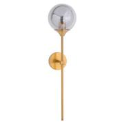 Marnier Smoked Glass Globe Wall Pendant Light In Brass