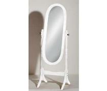 Oval Wooden Cheval Floor Standing Mirror In White