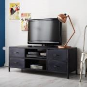 Kristel Modern TV Stand In Dark Iron With 4 Drawers