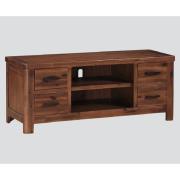 Areli Wooden Straight TV Stand With 4 Drawers In Dark Brown